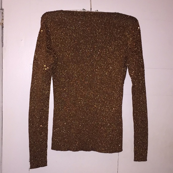 Bronze knit long sleeve sequin top - Picture 4 of 7